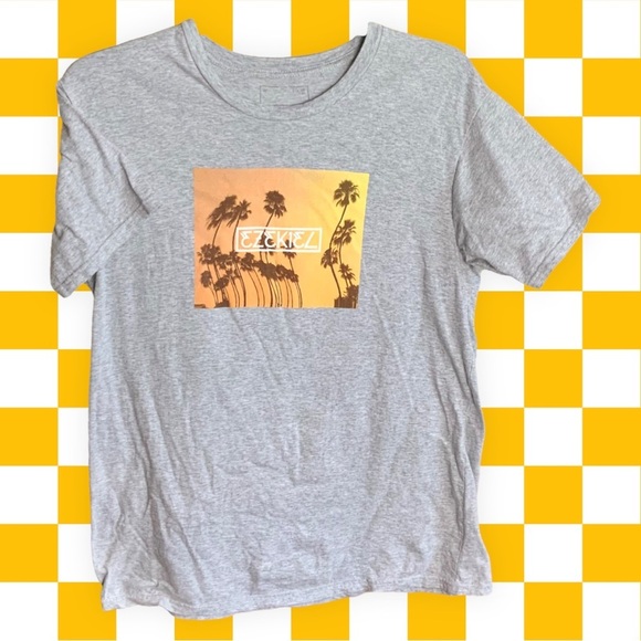 Ezekiel Gray TShirt w GoldSky Brown Palm Trees Men L (Chest Measures Like Med) - Picture 1 of 3